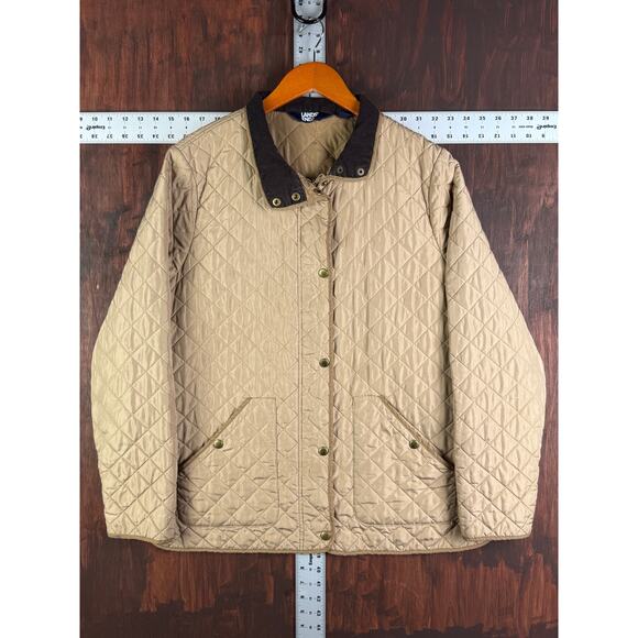 Land’s End Primaloft Chore Corduroy Collar Quilted Jacket Womens Large TALL EUC - Picture 2 of 7